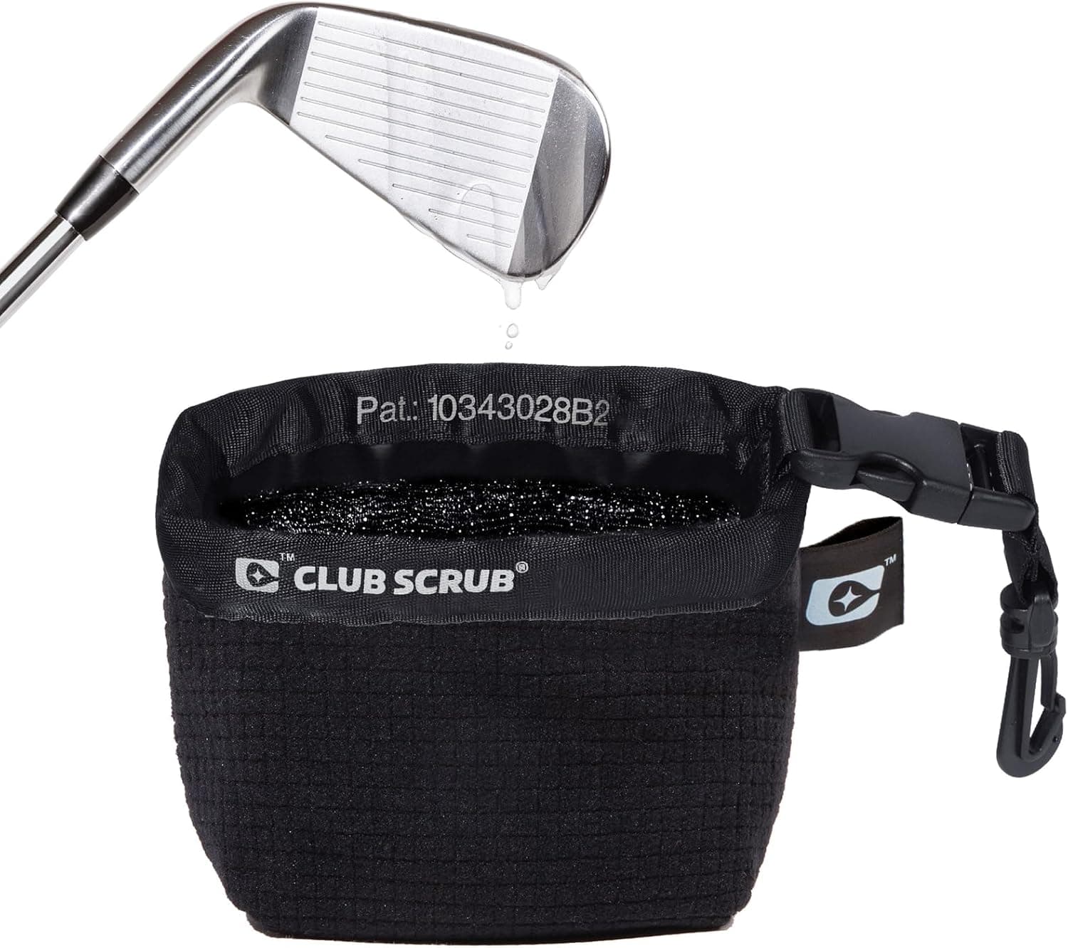 Club Scrub Golf Club and Golf Ball Cleaning Bag, Waterproof Clean Face Technology Liner, Detachable Clip, Machine Washable